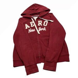Aeropostale NY 87 Zip Up Hoodie Women’s XL Patch Logo 2012 Maroon